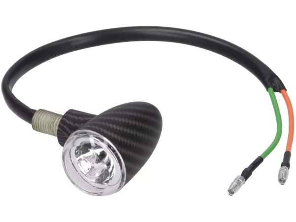 Indicatore di direzione Royal Alloy, anteriore, sinistro, effetto carbonio per GP 350, JPS, TG 125-350