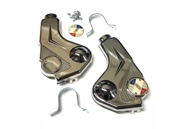 Carénage de fourche « VIGANO » - SWISS TONYS ITALIA - Lambretta LI séries 1 à 3, LI S, SX, TV séries 1 à 3 - Chrome
