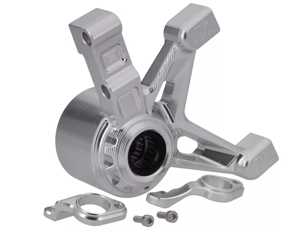 Front brake calliper mount TR Factory 100mm, silver for Vespa Primavera, Sprint 125-150cc, GTS 125-300cm (2017-2022), GTV300-310cc