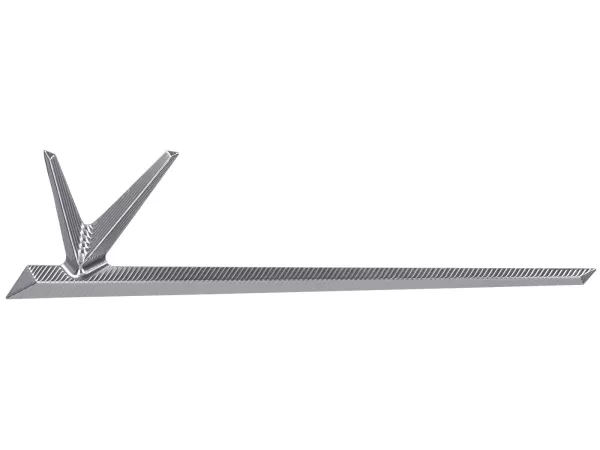 Rear emblem by TR Factory, CNC-machined V-emblem, silver, for Vespa GTS, GTS Super, GTV, GT 60, GT, GT L, Sprint, Primavera, 946