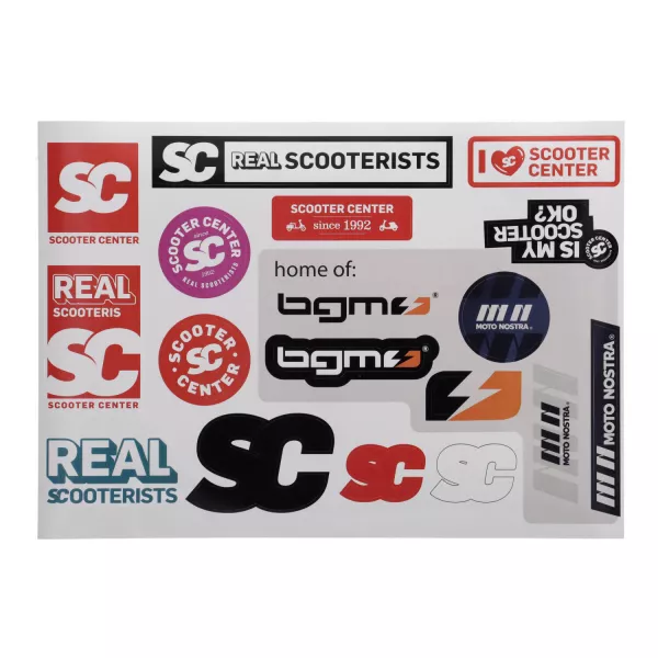 Aufkleberbogen -bgm-Scooter Center-Moto Nostra- 18 teilig - 210x150mm