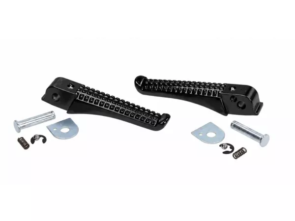 Fotstödssats – DMP – Gilera Runner 50–200, Storm, Piaggio NRG, NTT, TPH – svart