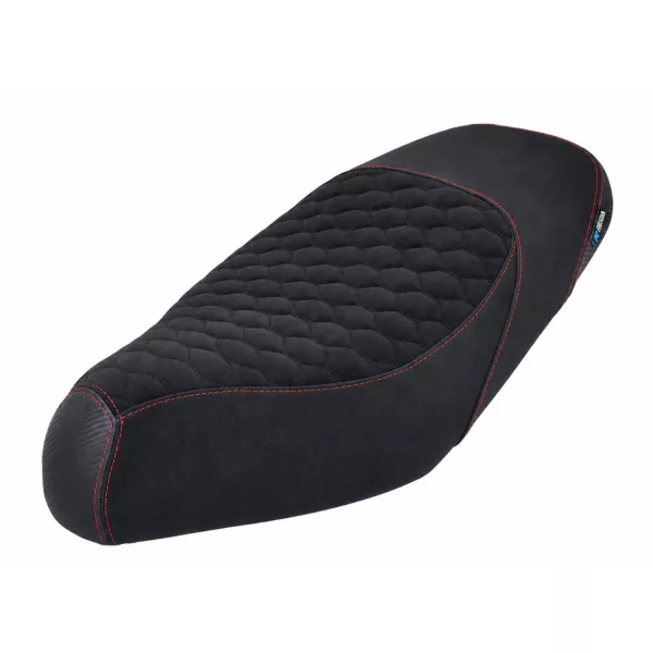 Seat Cover -REGIA- Gilera Runner (through 2002) - Carbon Look Honeycomb - Black / Red
