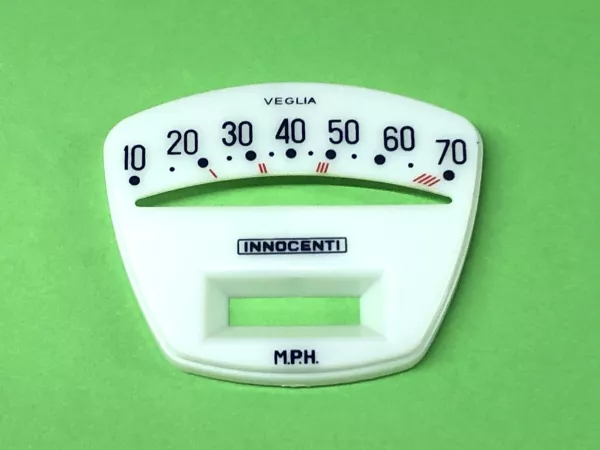 Speedometer Dial - SWISS TONYS ITALIA - Lambretta TV (Series 3), LIS 150, SX 150 - 70 mph