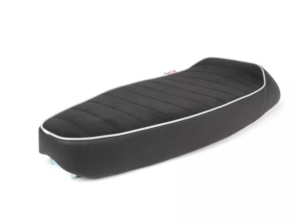 Seat -PLC CORSE Touring, made by NISA ITALY- Vespa PX - also fits Vespa Sprint, GT, GTR, Super, TS, GL, VNA, VBA, VNB, VBB, T4 - with flat fuel tank also fits Rally 180/200, GS160, SS180 - without lock