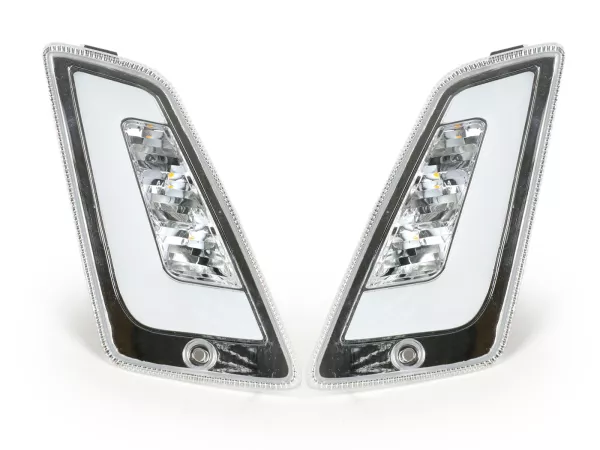 Set indicatori di direzione anteriori -POWER 1 LED (dal 2014) luce di marcia diurna (E-mark) - Vespa GT, GTL, GTV, GTS 125-300 - bianco
