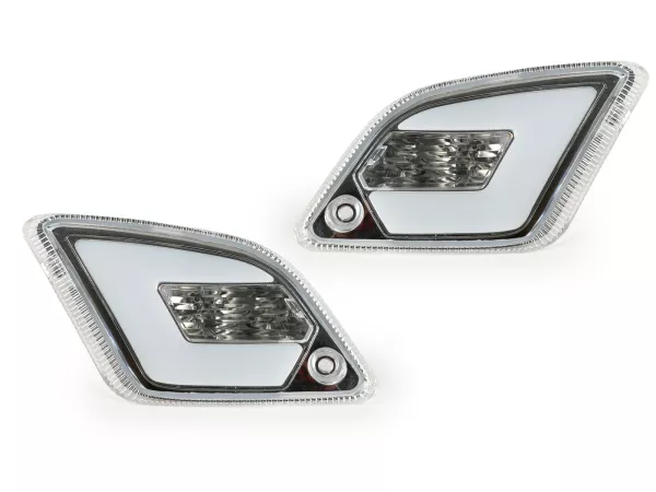 Set indicatori di direzione posteriori -POWER 1 LED (dal 2014) con luce di posizione (E-mark)- Vespa GT, GTL, GTV, GTS 125-300 - bianco