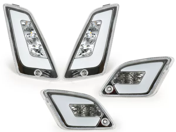 Set indicatori di direzione anteriori+posteriori -POWER 1 LED (dal 2014) Luce di marcia diurna anteriore + luce di posizione posteriore (E-mark) - Vespa GT, GTL, GTV, GTS 125-300 - bianco