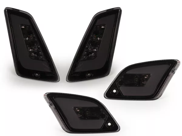 Knipperlichtenset voor+achter -POWER 1 LED (tot 2014) Dagrijlicht voor + positielicht achter (E-markering)- Vespa GT, GTL, GTV, GTS 125-300 - gerookt