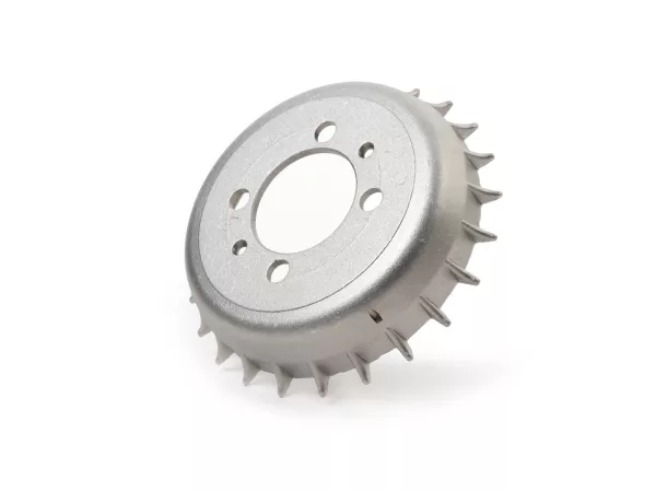 Tambour de frein avant 8 pouces -QUALITÉ OEM- aluminium avec ailettes de refroidissement- Vespa Wideframe VN1, VL, VB1T, Largeframe VNA1T, VNA2T, VNB, VBA1T, VBB1T, VBB2T