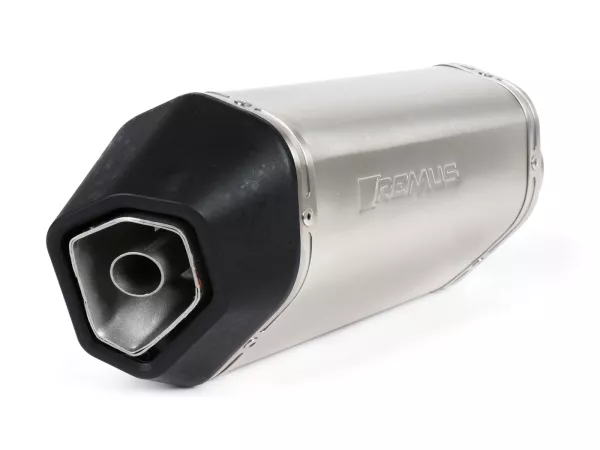 Peredam suara belakang -REMUS- Ø = 65mm, Euro4 (2016-) - Vespa LX 125-150ie 3V, Vespa S 125-150ie 3V, Vespa Primavera 125-150ie 3V, Vespa Sprint 125-150ie 3V - Baja tahan karat perak
