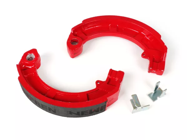 Mâchoires de frein -NEWFREN Pro Race Ø=150x24mm- VESPA PX (av./ar.), PK (av./ar.), T5 125cc (av./ar.), Vespa Rally180 (VSD1T), Vespa Rally200 (VSE1T) (ar.), Sprint (ar.), TS125 (VNL3T) (ar.), GT125 (VNL2T) (ar.), GTR125 (VNL2T) (ar.), GL150 (VLA1T) (ar.),