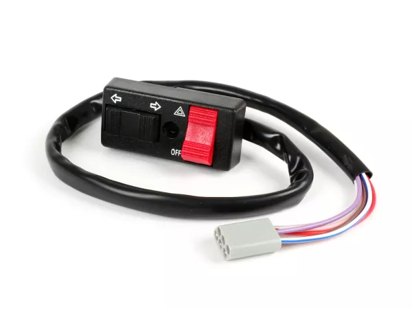 Indicator switch (with hazard flasher function) -OEM QUALITY- Vespa PK50 S/XL, PK80, PK125 S, PK125 ETS, PX80, PX125, PX150, PX200 (1984-) - 6 wires with multiple plug