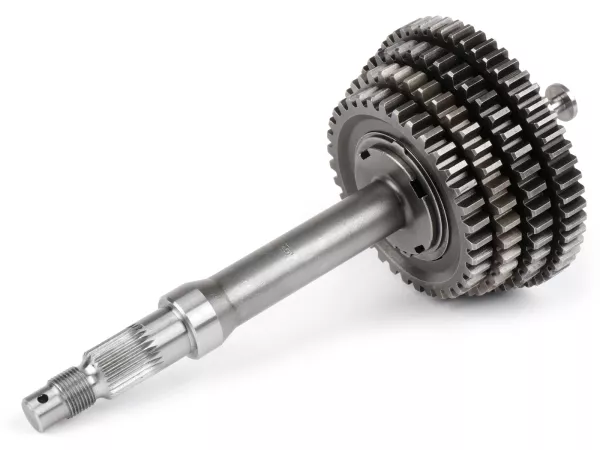 Gearbox siap pakai (poros utama termasuk roda gigi, palang pemindah, baut pemindah) -KUALITAS OEM- Vespa PX125-200 Lusso (1984-), Cosa, T5, LML Star / Stella (2-tak) - 58/42/38/35 gigi