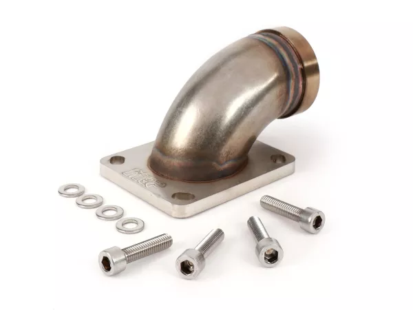 Intake manifold (upper part) -MRP reed valve (RD350) stainless steel- Vespa Largeframe PX, LML, Rally, Sprint, Cosa, T5, engine casing Pinasco Slave PX/T5 - Øinner=38mm - CS=45mm