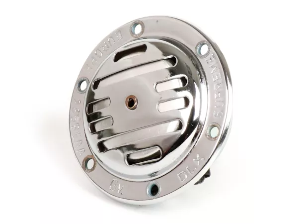 Horn -OEM QUALITY 12V AC- Vespa - Ø=75mm - chrome - suitable for e.g. Vespa PX (-1984) without battery