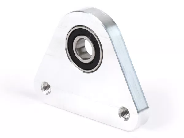 Lagerplaat driehoek achterwiel -OEM KWALITEIT, CNC aluminium- Piaggio Ciao, Bravo, Boxer, Citta, EC1, CBA, Grillo - incl. lager