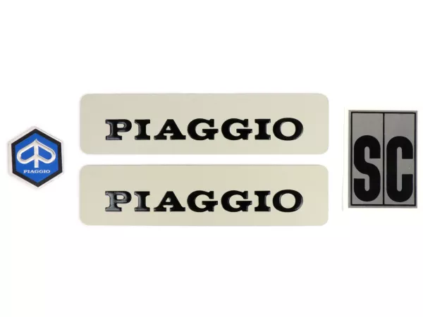 Juego de letras marco -SC aluminio, negro/azul- Piaggio Ciao