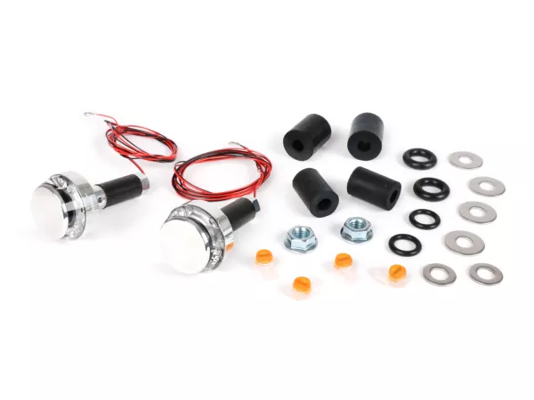 Indicator set -MOTOGADGET handlebar turn signals- m.blaze disc - polished aluminium - clear glass