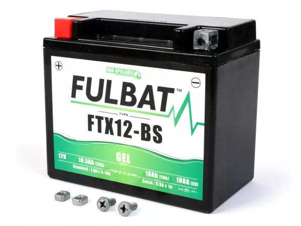 Battery (gel), maintenance-free -FULBAT FTX12H-BS- 12V, 10Ah - 152x88x130mm - Vespa GTS300 Super/Super Sport/Touring (ZAPM45200), GTS300 Touring/ 70Jahre (ZAPM45202), GTS300 Yacht Club/Notte/Touring (ZAPMA3300), GTS300 HPE/Supertech/Racing Sixites/ (ZAPMA