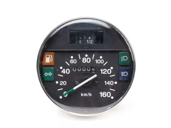 Snelheidsmeter -PREMIUM- Vespa Ø=105mm - PX Lusso, T5 Classic, Mijn, 2001, 2011 - 160km/h - chroom - ook geschikt voor Vespa PK50/80 S Lusso, PK XL, PK125 ETS