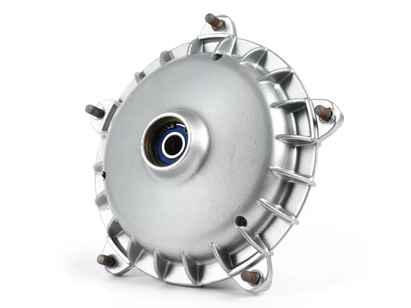 Front brake hub 10 inch -LML (NOS refurbished), newly coated, new bearings- Vespa PX (1982-1997), T5 125cc, PK S, PK XL, PK XL2 - Ø=20mm - silver