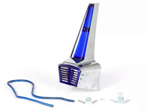 Horn grill -ORIGINAL VIGANO (NOS) B-quality- Vespa Wideframe/Largeframe GS150, GL150, VNA, VNB, VBA, VBB, Super, Sprint, Rally, GT, GTR - blue/blue - Chrome