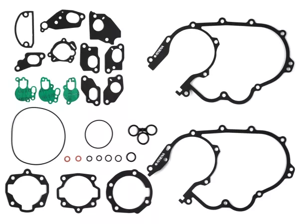 Juego de juntas motor -ATHENA aluminio, revestido de goma- Vespa todas Largeframe PX80, PX125, PX150, PX200, Rally200, Cosa, Sprint150 (VLB1T), GT125 (VNL2T), GL150 (VLA1T), Super125/150 (VNC1T/VBC1T), VNB, VBA, VBB - incl. juntas tóricas - con/sin lubric