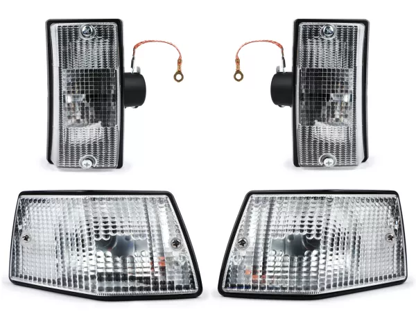 Indicator set -SIEM- Vespa PX80, PX125, PX150, PX200, T5 125cc - Black body - White lenses