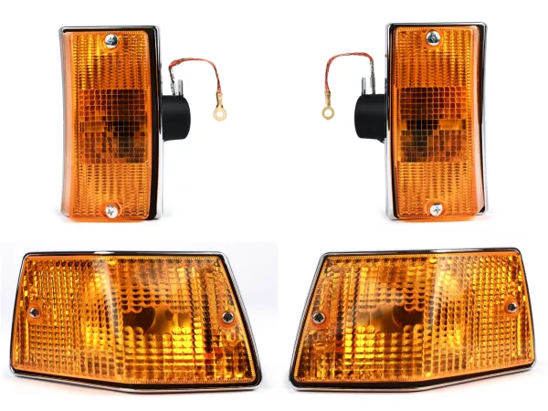 Juego de intermitentes -SIEM- Vespa PX80, PX125, PX150, PX200, T5 125cc - Carcasa cromada - Lentes naranjas