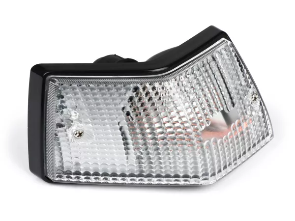 Blinker -SIEM- Vespa PX80, PX125, PX150, PX200, T5 125cc - Gehäuse Schwarz - Gläser Weiss - hinten links