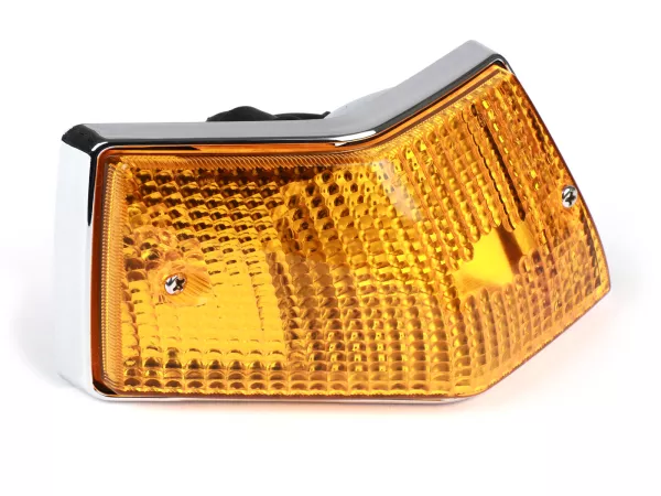 Indicador -SIEM- Vespa PX80, PX125, PX150, PX200, T5 125cc - carcasa cromada - lentes naranjas - trasero izquierdo