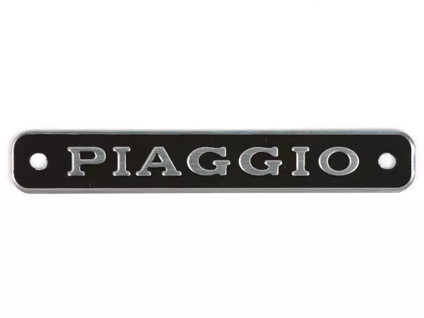 Badge seat/saddle -OEM QUALITY- Vespa Piaggio - l=90mm, aluminium