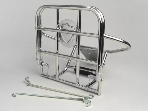Inklapbaar bagagerek achter + reservewielhouder -AMS CUPPINI- Vespa 125-150 (tot 1966, modellen met 8 inch) - chroom