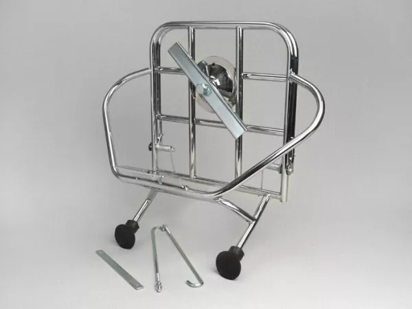 Opvouwbaar bagagerek achter + reservewielhouder -AMS CUPPINI- Vespa V50, PV125, ET3 - Chroom