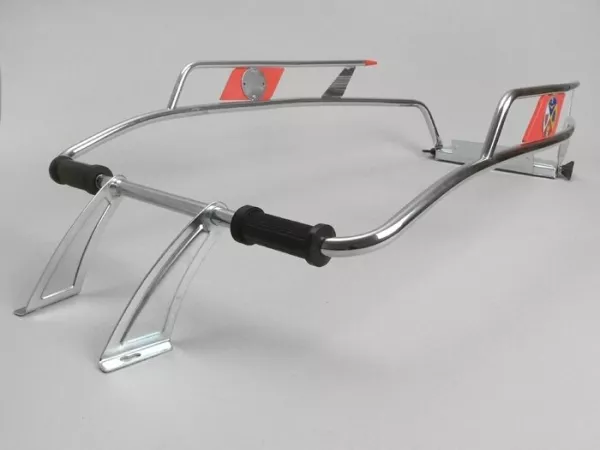 Barra de protección trasera -AMS CUPPINI- Vespa V50, PV125, ET3 - cromo / rojo