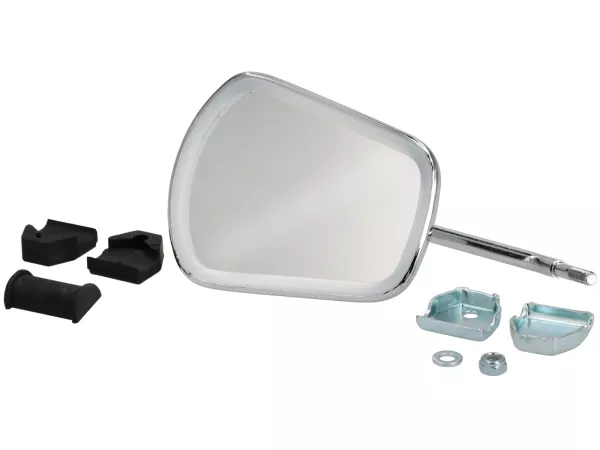 Mirror -CUPPINI clip on- Chrome universal - trapezförmig