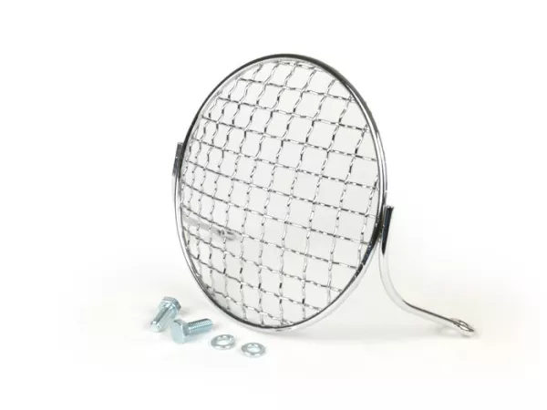 Headlight grill -AMS CUPPINI round- Vespa PX80, PX125, PX150, PX200 - chrome