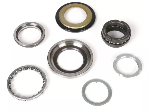 Balhoofdset - balhoofdlager -PIAGGIO- Piaggio, Gilera, Vespa - boven + onder complete set (9 delen) - Vespa V50, 50N, PV, ET3, PK, PX, T5, Cosa, Rally, Sprint, Super, GS160, SS180, GTS, HPE, ET2, ET4, LX/LXV, S50-125, Sprint, Primavera, Runner, SKR, Skip