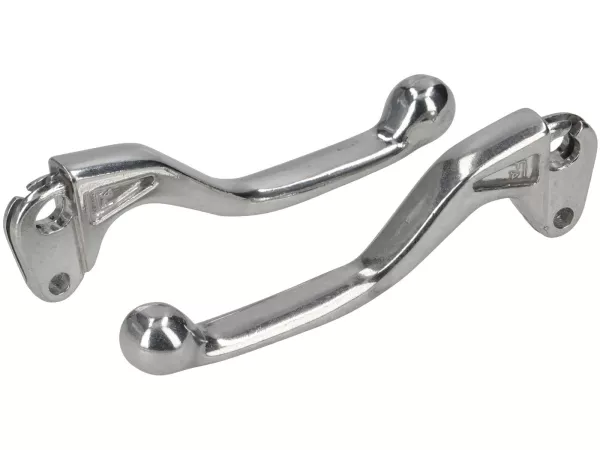 Palanca de freno + palanca de embrague (juego) -FA ITALIA, Sport corta- Vespa PX, Rally180 (VSD1T), Rally200 (VSE1T), Sprint, V50, PV125, ET3 - aluminio pulido