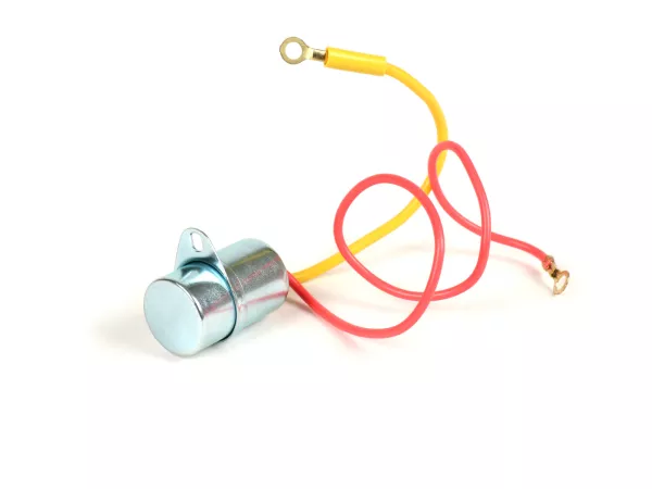 Condensator -OEM KWALITEIT-, Ø=20mm, h=31mm, µF 0.34, 2-draads- Vespa Wideframe VM1T-VM2T, VN1T-VN2T, VNA1T-VNA2T, VNB1T-VNB6T, Super, Vespa 150 VL1T-VL3T, VB1T, VS1T-VS5T, VBA1T, VBB1T-VBB2T, GL150 (VLA1T), GS160, SS180