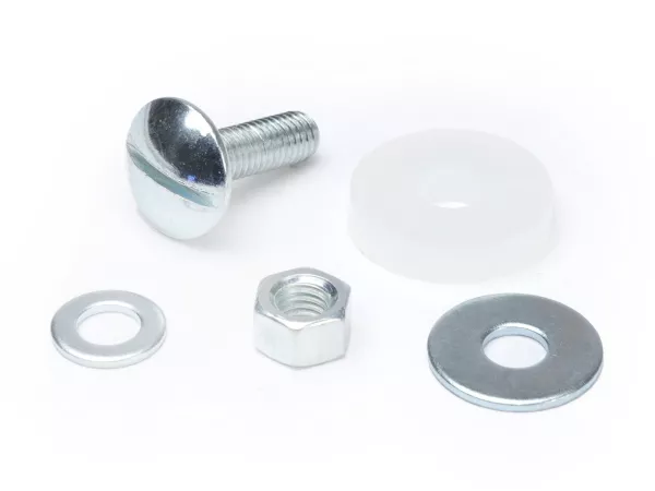 Juego de tornillos para guardabarros -CIF 5 piezas - Vespa Smallframe V50, 50N, PV, ET3 - se utilizan para fijar el guardabarros al lateral de la pipa de dirección