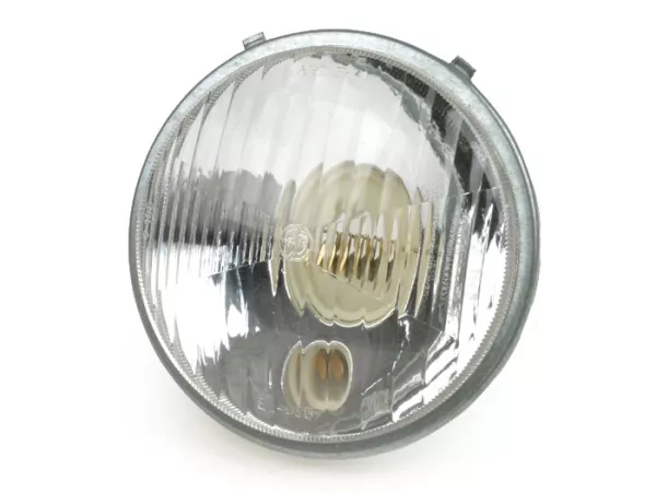 Lampu depan -KUALITAS OEM, Ø = 105/115mm (kaca/luar) - Vespa Smallframe V50 (stang bundar kecil) - 50N (V5A1T 122877-), 50L (V5A1T), 50R (V5A1T) - Bilux BA20d 25/25W - digunakan untuk konversi ke 125cc (TÜV)