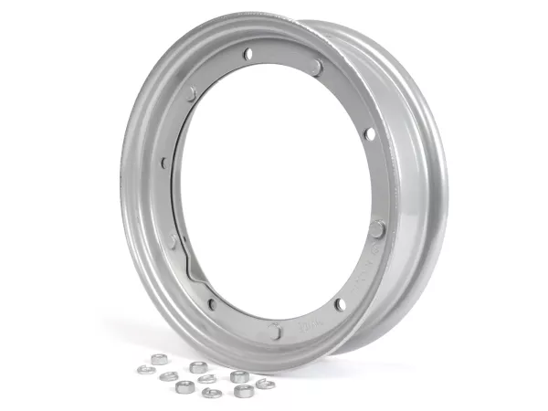 Wiel -PIAGGIO 2.10-10 inch staal - Vespa (Type PX) - Vespa Smallframe V50, 50N, Special, PV, ET3, PK50-125 (S/XL/XL2), Largeframe PX, T5, Sprint, Rally, GT/GTR, LML Star, Deluxe - Grijs
