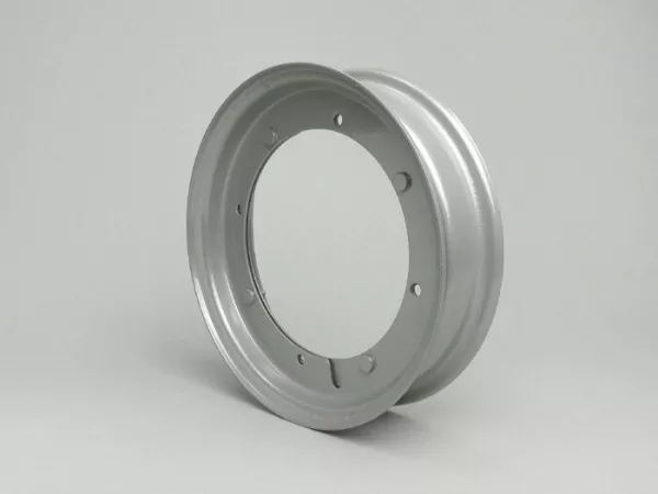 Wiel -VIGANO 2.10-10 inch staal - Vespa (Ombouw V50 9 inch - 4 gaats buiten naar 10 inch - 4 gaats buiten) - Grijs