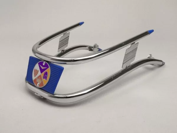 Parachoques delantero -AMS CUPPINI- Vespa V50, PV125, ET3 - Cromo / Azul