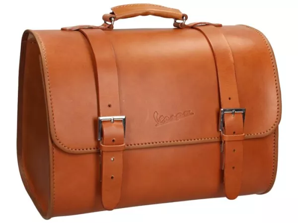 Leather top bag -PIAGGIO- brown - Vespa Primavera 50 (ZAPC53100, ZAPC53200), Vespa Primavera 125 (ZAPM81100), Vespa Primavera 150 (ZAPM81200), Vespa Sprint 50 (ZAPC53101, ZAPC53201), Vespa Sprint 125 (RP8M82111, ZAPM81300, ZAPM81301)