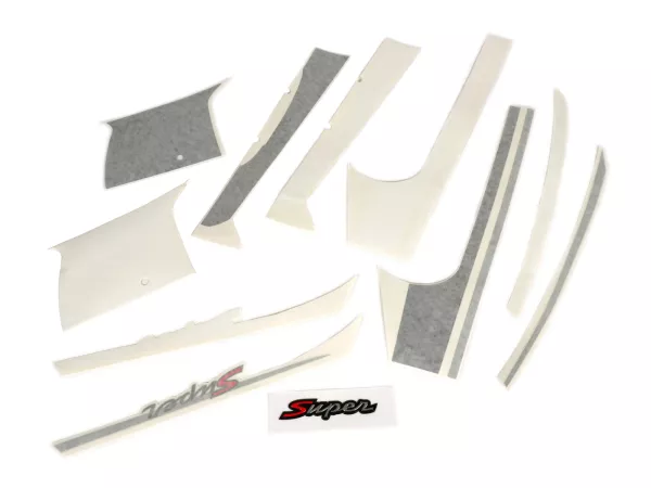 Stickerset voor kuip, spatbord en achterkant -PIAGGIO Sport- Vespa GTS Super, Super Sport 125-300 - antraciet/zilver