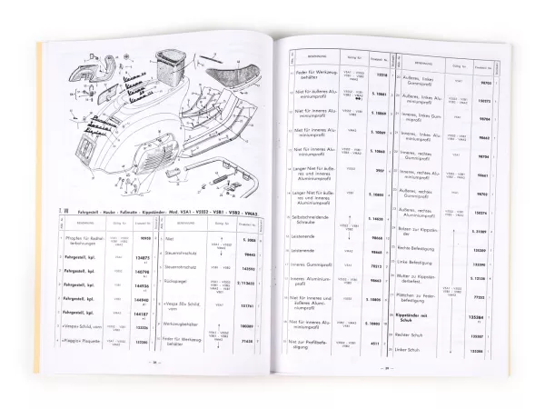 パーツカタログ VESPA sprint GL150ラリー200 PIAGGIO Spare parts catalog with exploded drawings for Vespa models 1965