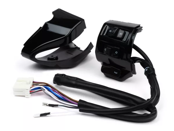 Switch left hand side -DMP- VESPA Primavera 50 2T/4T, Sprint 50 2T/4T - incl. front cover - glossy black
